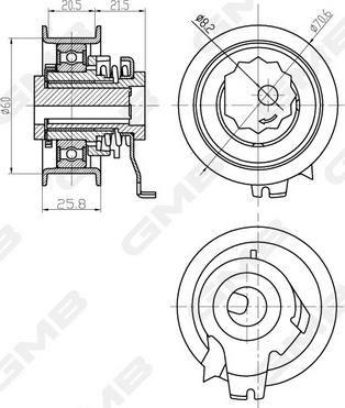 GMB GTB0710 - Натяжна ролик, ремінь ГРМ autocars.com.ua