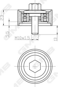 GMB GTC0250 - Паразитний / Провідний ролик, зубчастий ремінь autocars.com.ua