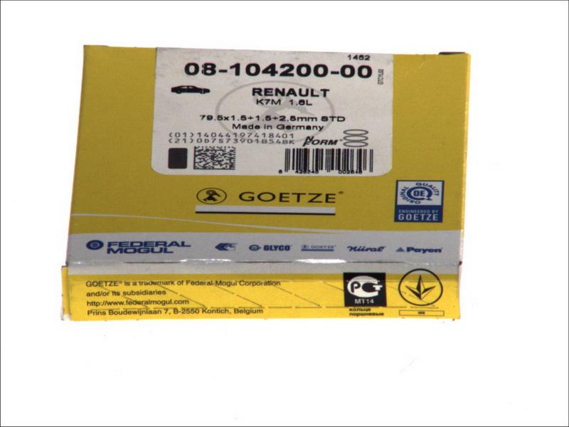 Goetze 08-104200-00 - Комплект поршневих кілець autocars.com.ua