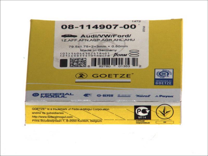 Goetze 08-114907-00 - Комплект поршневих кілець autocars.com.ua
