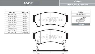 GoodWill 1043 F - Тормозные колодки, дисковые, комплект autodnr.net