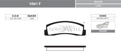 GoodWill 1061 F - Гальмівні колодки, дискові гальма autocars.com.ua
