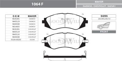 GoodWill 1064 F - Гальмівні колодки, дискові гальма autocars.com.ua