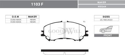 GoodWill 1103 F - Гальмівні колодки, дискові гальма autocars.com.ua