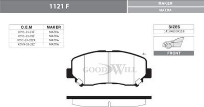 GoodWill 1121 F - Гальмівні колодки, дискові гальма autocars.com.ua