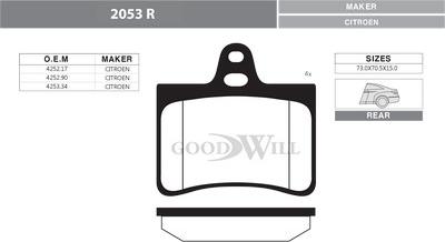 GoodWill 2053 R - Гальмівні колодки, дискові гальма autocars.com.ua