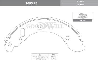 GoodWill 2095 RB - Комплект тормозных колодок, барабанные autodnr.net