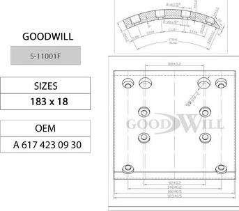 GoodWill 5-11001 F - Комплект тормозных колодок, барабанные avtokuzovplus.com.ua