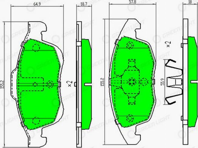 Green Light GLBP0019 - Гальмівні колодки, дискові гальма autocars.com.ua