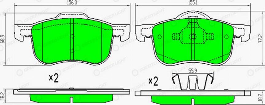 Green Light GLBP0110 - Гальмівні колодки, дискові гальма autocars.com.ua