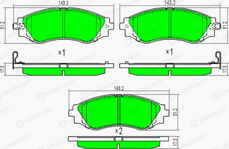 Green Light GLBP0186 - Гальмівні колодки, дискові гальма autocars.com.ua