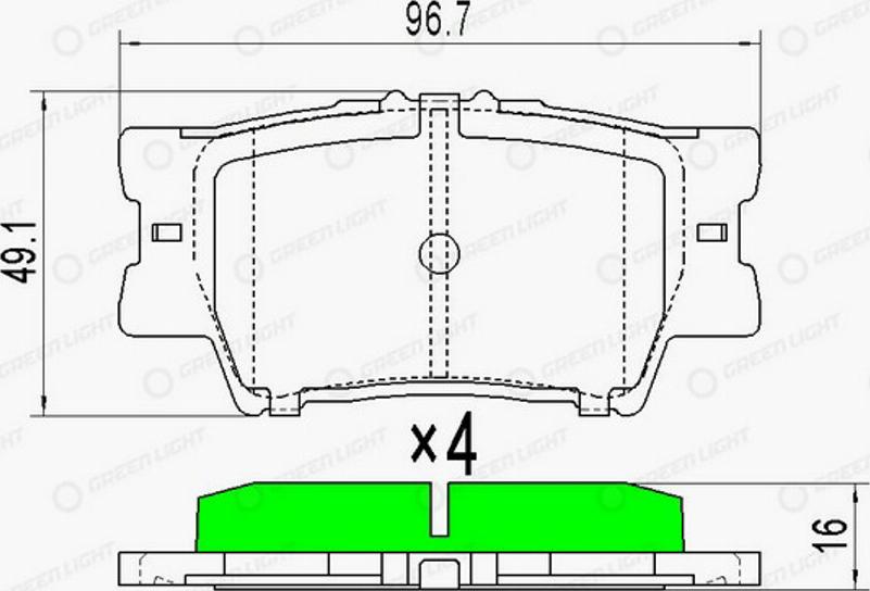 Green Light GLBP0233 - Гальмівні колодки, дискові гальма autocars.com.ua