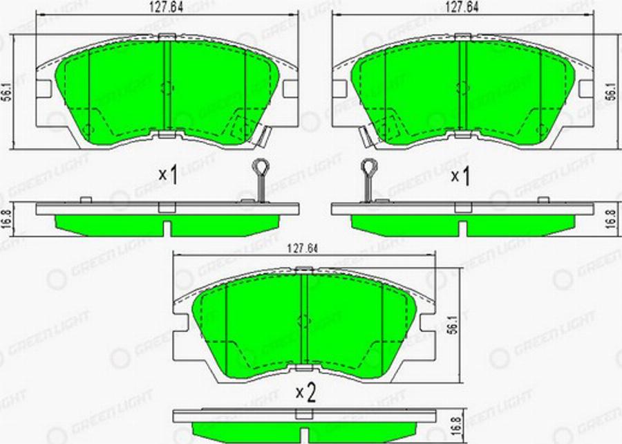 Green Light GLBP0322 - Гальмівні колодки, дискові гальма autocars.com.ua