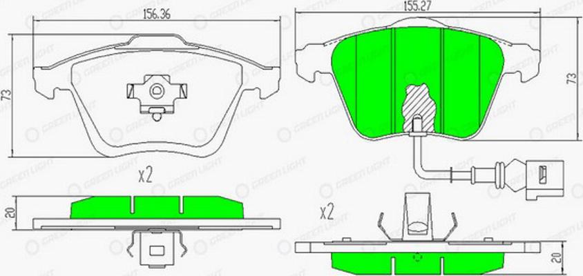 Green Light GLBP0343 - Гальмівні колодки, дискові гальма autocars.com.ua