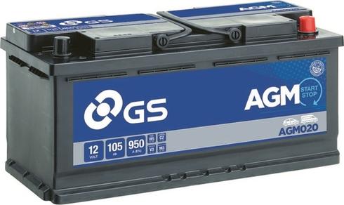 GS AGM020 - Стартерная аккумуляторная батарея, АКБ autodnr.net