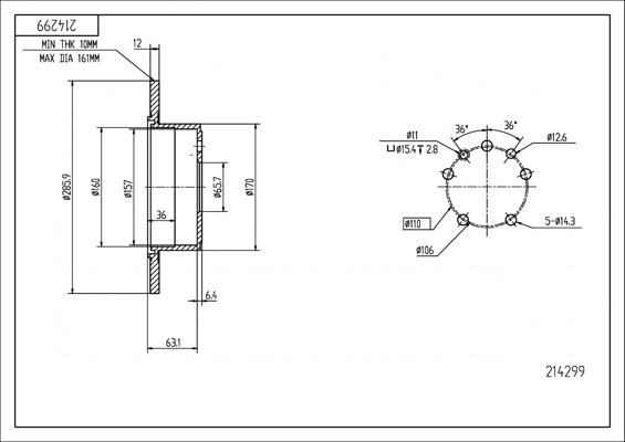 Hart 214 299 - Тормозной диск autodnr.net