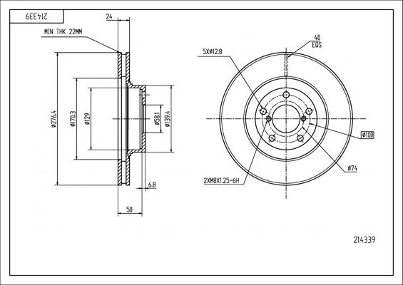 Hart 214 339 - Тормозной диск autodnr.net