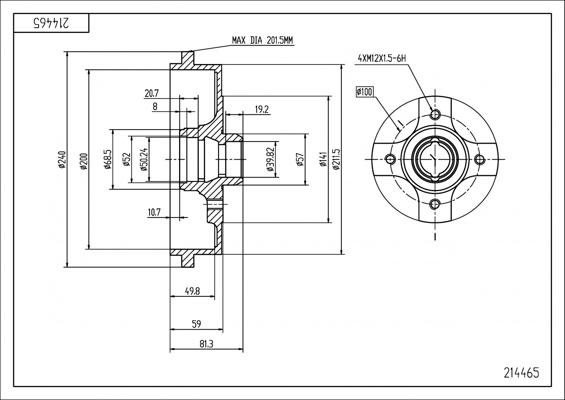 Hart 214 465 - Тормозной барабан avtokuzovplus.com.ua