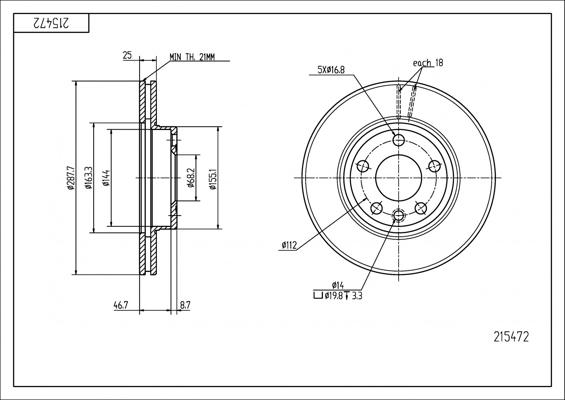 Hart 215 472 - Тормозной диск avtokuzovplus.com.ua