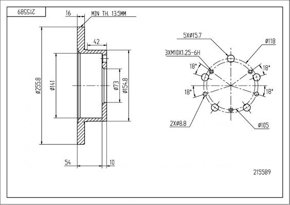 Hart 215 589 - Тормозной диск autodnr.net