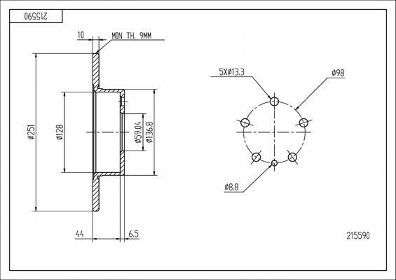 Hart 215 590 - Тормозной диск avtokuzovplus.com.ua