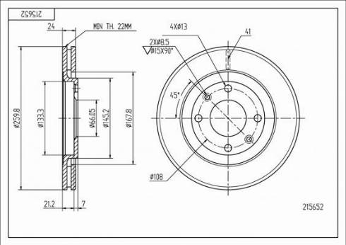 Hart 215 652 - Тормозной диск avtokuzovplus.com.ua