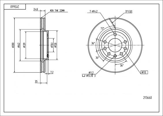 Hart 215 660 - Тормозной диск avtokuzovplus.com.ua