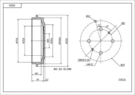 Hart 218 226 - Тормозной барабан avtokuzovplus.com.ua