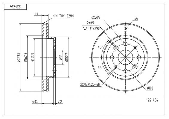 Hart 221 434 - Тормозной диск avtokuzovplus.com.ua