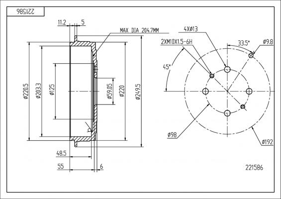 Hart 221 586 - Тормозной барабан avtokuzovplus.com.ua