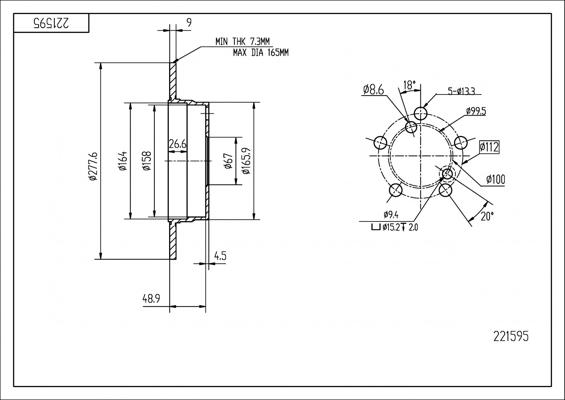 Hart 221 595 - Тормозной диск avtokuzovplus.com.ua