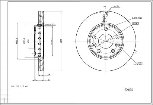 Hart 229 105 - Тормозной диск avtokuzovplus.com.ua