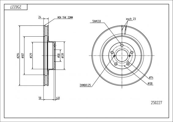 Hart 250 227 - Тормозной диск autodnr.net