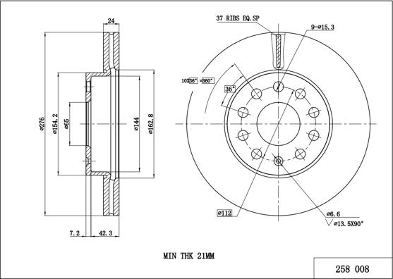 Hart 258 008 - Тормозной диск avtokuzovplus.com.ua