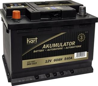 Hart 564 513 - Стартерная аккумуляторная батарея, АКБ avtokuzovplus.com.ua