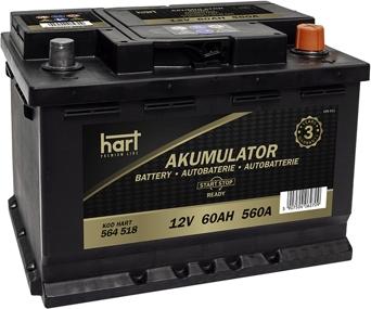 Hart 564 518 - Стартерная аккумуляторная батарея, АКБ avtokuzovplus.com.ua