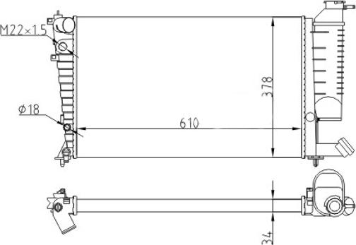 Hart 608 316 - Радіатор, охолодження двигуна autocars.com.ua