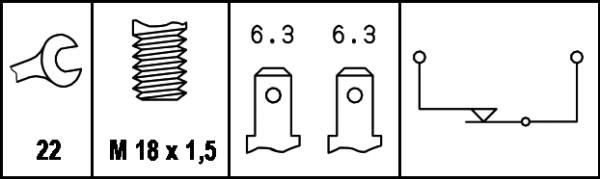 HELLA 6ZF 004 843-001 - Датчик, контактний перемикач, фара заднього ходу autocars.com.ua