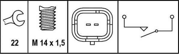 HELLA 6ZF 008 621-331 - Датчик, контактний перемикач, фара заднього ходу autocars.com.ua