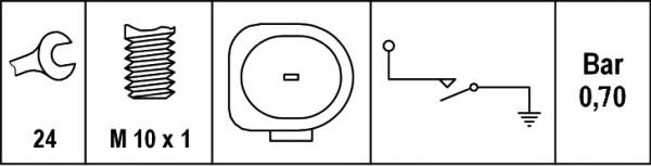 HELLA 6ZL 008 280-031 - Датчик, тиск масла autocars.com.ua