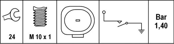 HELLA 6ZL 008 280-051 - Датчик, тиск масла autocars.com.ua