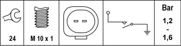 HELLA 6ZL 008 280-101 - Датчик, тиск масла autocars.com.ua