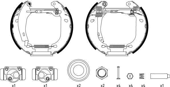 HELLA 8DB 355 003-911 - Комплект гальм, барабанний механізм autocars.com.ua