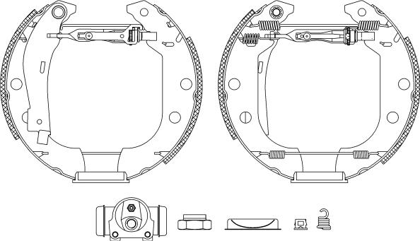 HELLA 8DB 355 003-951 - Комплект гальм, барабанний механізм autocars.com.ua