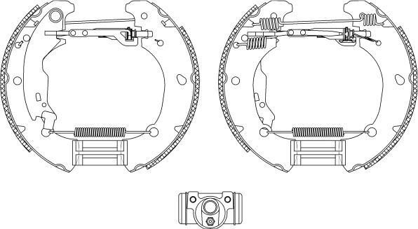 HELLA 8DB 355 004-481 - Комплект гальм, барабанний механізм autocars.com.ua