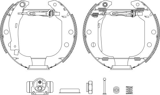 HELLA 8DB 355 004-551 - Комплект гальм, барабанний механізм autocars.com.ua