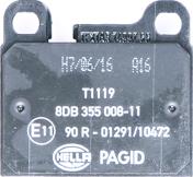 HELLA 8DB 355 008-111 - Тормозные колодки, дисковые, комплект avtokuzovplus.com.ua