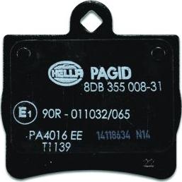 HELLA 8DB 355 008-311 - Тормозные колодки, дисковые, комплект avtokuzovplus.com.ua