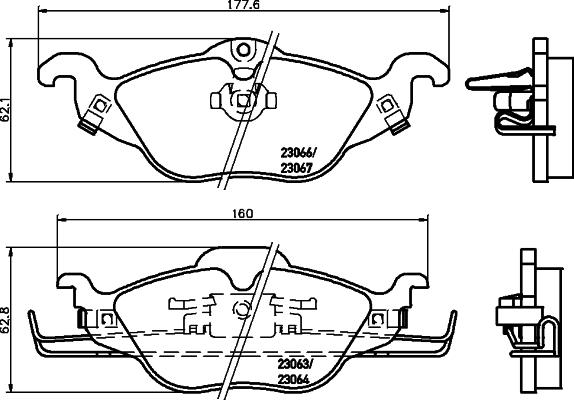 HELLA 8DB 355 032-461 - Гальмівні колодки, дискові гальма autocars.com.ua