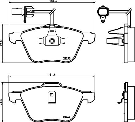 HELLA 8DB 355 008-921 - Гальмівні колодки, дискові гальма autocars.com.ua